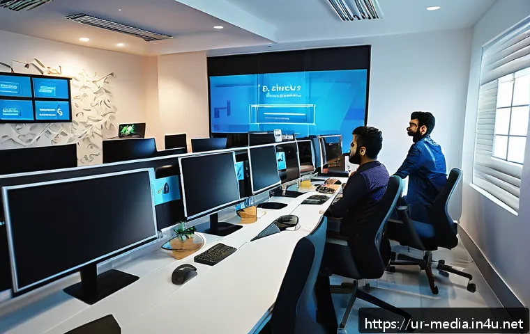 미디어와 기업 문화 - A vibrant digital marketing office scene in Karachi, Pakistan, showcasing a diverse team of young pr...