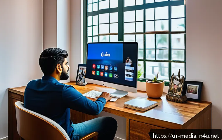 미디어 플랫폼 분석 - A vibrant digital marketing workspace set in a cozy small business office in Pakistan, featuring a y...